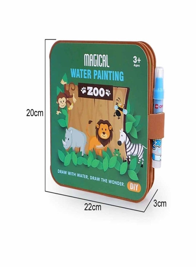 TEMSON Magical Water Painting Book, No-Mess Art Book Busy Book for Kid, Reusable Drawing Coloring Book with Portable Doodle (Zoo) - Image 2